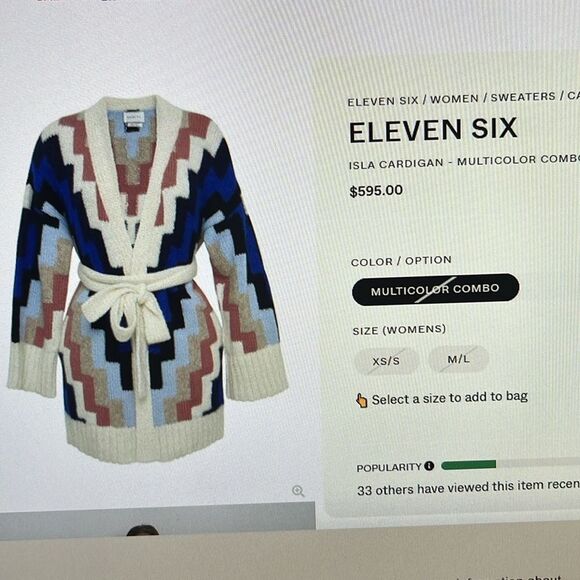 Eleven Six Isla Cardigan Alpaca Blend Size M/L (no sash-read description) - Picture 12 of 15